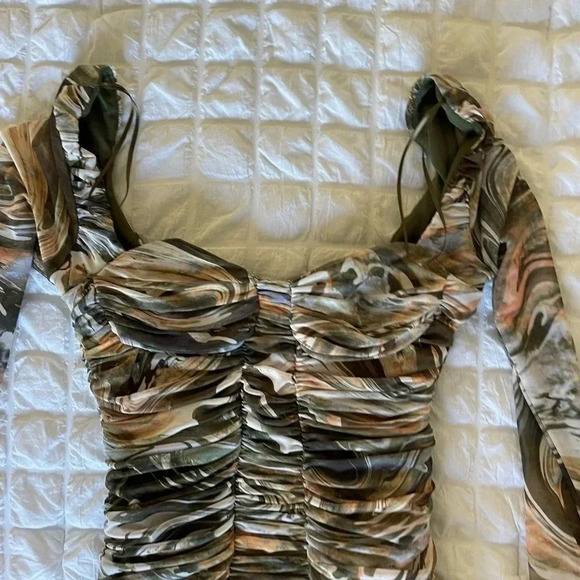 Zara Ruched mesh bodycon mini dress - Picture 9 of 11